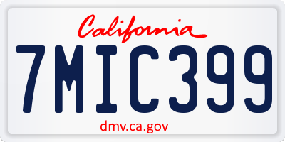 CA license plate 7MIC399