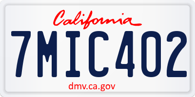 CA license plate 7MIC402