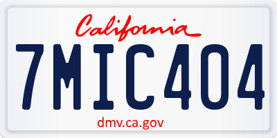 CA license plate 7MIC404