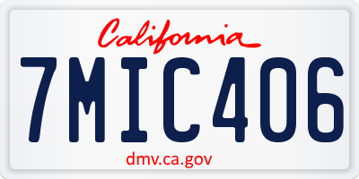 CA license plate 7MIC406