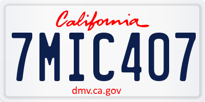 CA license plate 7MIC407
