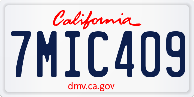 CA license plate 7MIC409