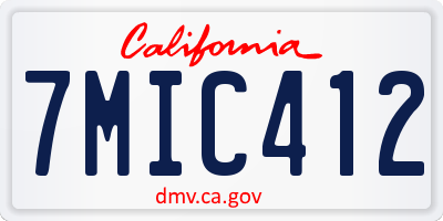 CA license plate 7MIC412