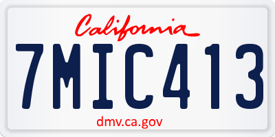 CA license plate 7MIC413