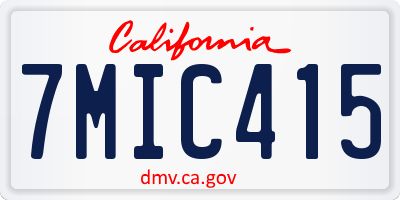 CA license plate 7MIC415
