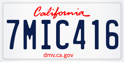 CA license plate 7MIC416
