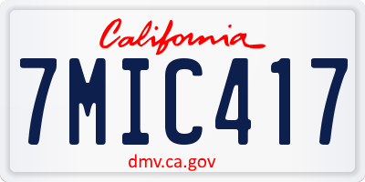 CA license plate 7MIC417