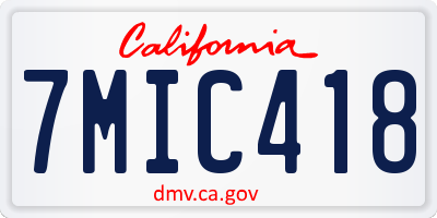 CA license plate 7MIC418
