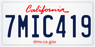 CA license plate 7MIC419