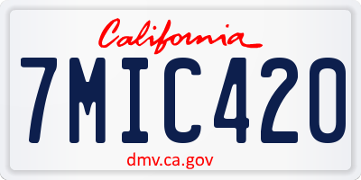 CA license plate 7MIC420