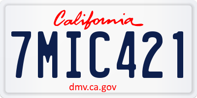 CA license plate 7MIC421