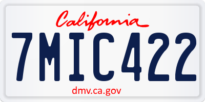 CA license plate 7MIC422