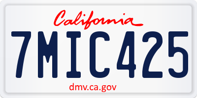 CA license plate 7MIC425