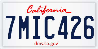 CA license plate 7MIC426