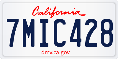 CA license plate 7MIC428
