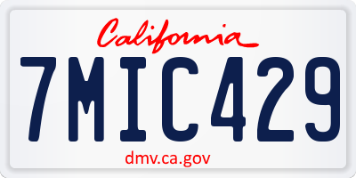 CA license plate 7MIC429