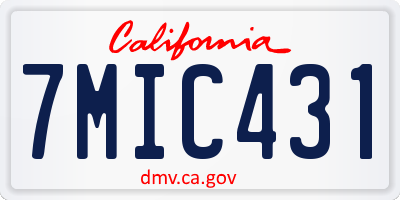 CA license plate 7MIC431