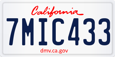 CA license plate 7MIC433