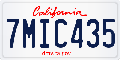 CA license plate 7MIC435