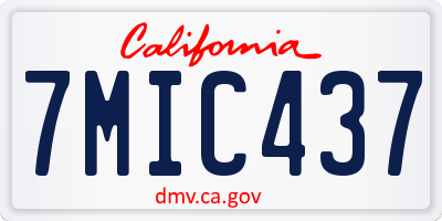 CA license plate 7MIC437