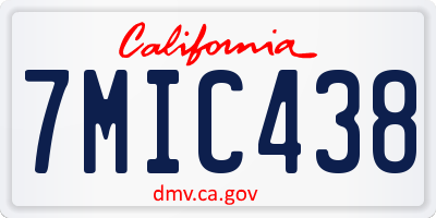 CA license plate 7MIC438