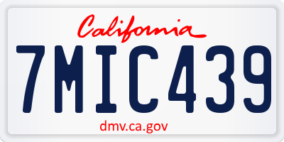 CA license plate 7MIC439