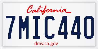 CA license plate 7MIC440