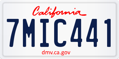 CA license plate 7MIC441
