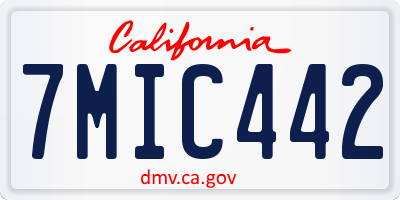 CA license plate 7MIC442