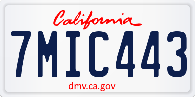 CA license plate 7MIC443