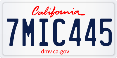 CA license plate 7MIC445