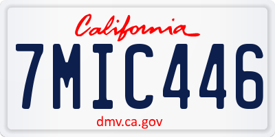 CA license plate 7MIC446