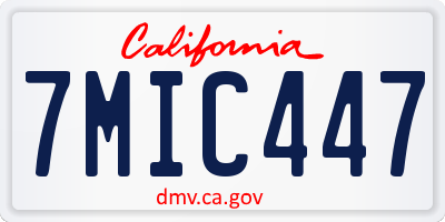 CA license plate 7MIC447