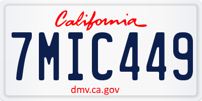 CA license plate 7MIC449