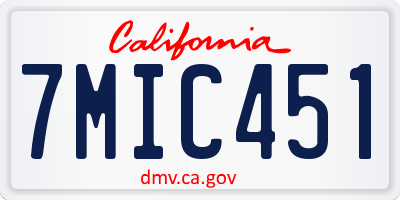 CA license plate 7MIC451