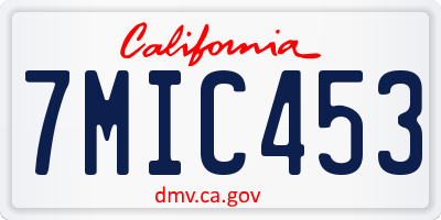 CA license plate 7MIC453