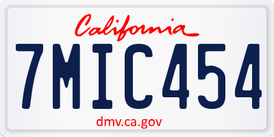 CA license plate 7MIC454
