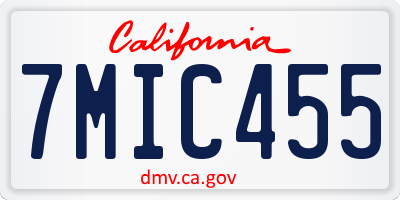 CA license plate 7MIC455