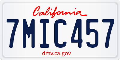 CA license plate 7MIC457