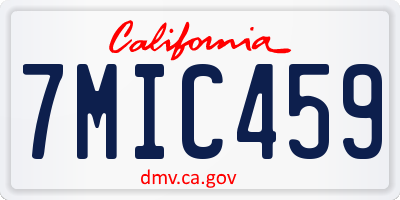 CA license plate 7MIC459