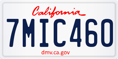 CA license plate 7MIC460