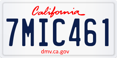 CA license plate 7MIC461