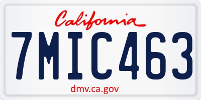 CA license plate 7MIC463