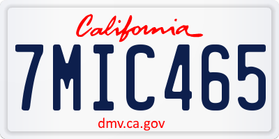 CA license plate 7MIC465