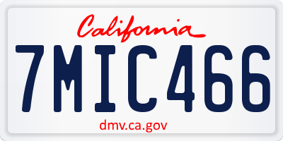CA license plate 7MIC466