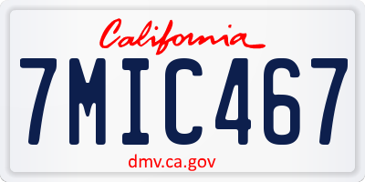 CA license plate 7MIC467
