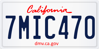 CA license plate 7MIC470