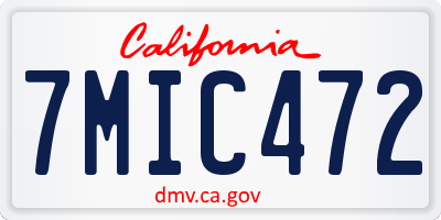 CA license plate 7MIC472