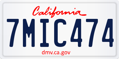 CA license plate 7MIC474