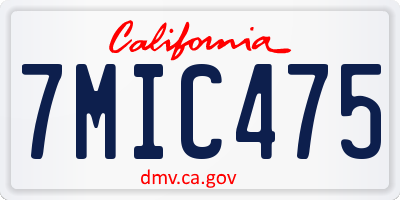 CA license plate 7MIC475